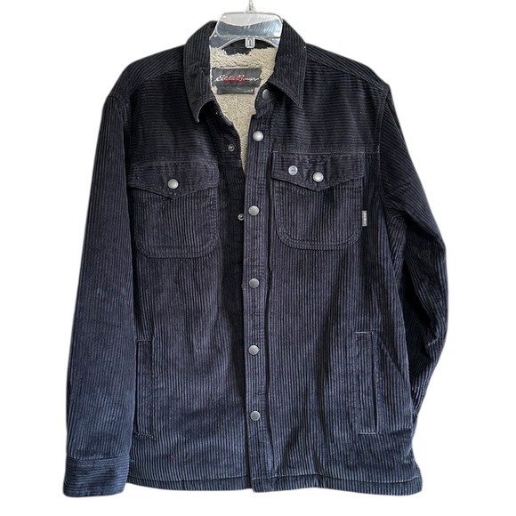 Eddie Bauer Other - Eddie Bauer Men Black Corduroy Sherpa Lined Shirt Jacket Shacket M Gorpcore NWOT